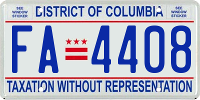 DC license plate FA4408