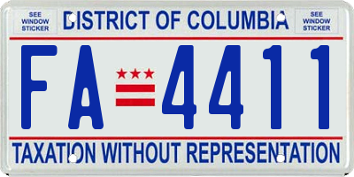 DC license plate FA4411