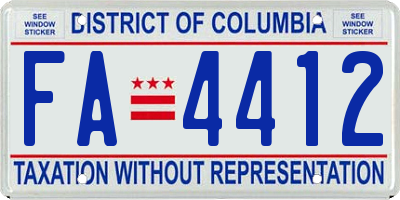 DC license plate FA4412