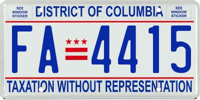 DC license plate FA4415