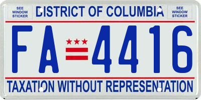 DC license plate FA4416