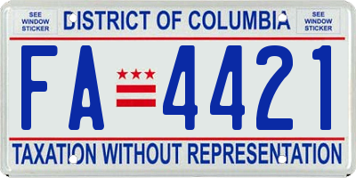 DC license plate FA4421