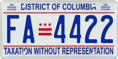 DC license plate FA4422