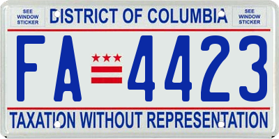 DC license plate FA4423