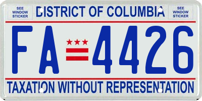 DC license plate FA4426