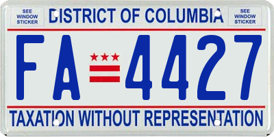 DC license plate FA4427