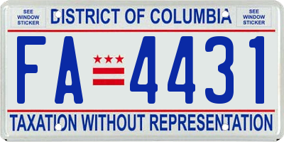 DC license plate FA4431