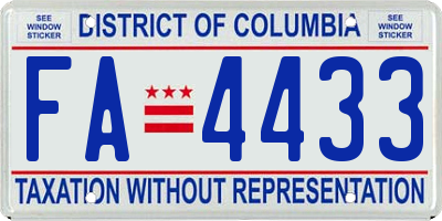 DC license plate FA4433