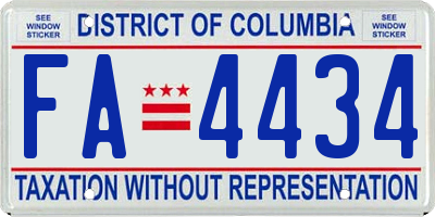 DC license plate FA4434