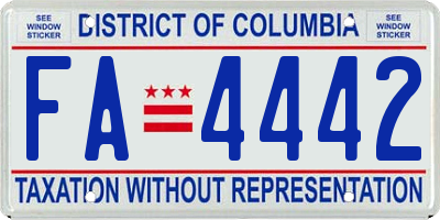 DC license plate FA4442