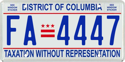 DC license plate FA4447