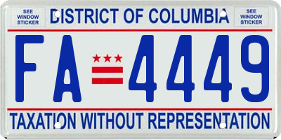 DC license plate FA4449