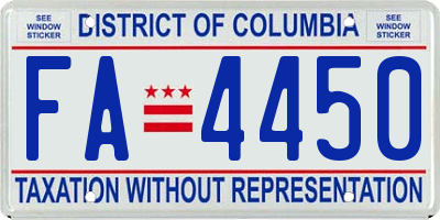 DC license plate FA4450