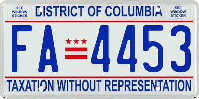 DC license plate FA4453