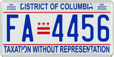 DC license plate FA4456