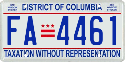 DC license plate FA4461