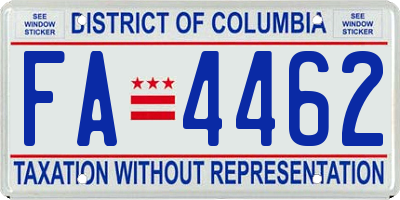 DC license plate FA4462