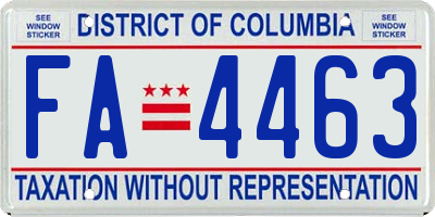 DC license plate FA4463