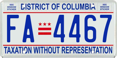 DC license plate FA4467