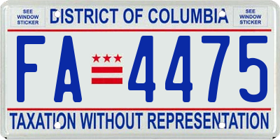 DC license plate FA4475