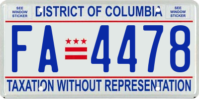 DC license plate FA4478