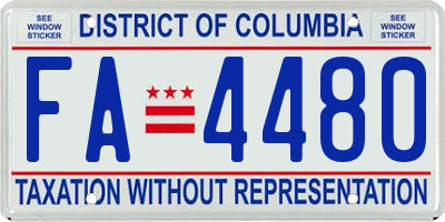 DC license plate FA4480