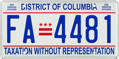 DC license plate FA4481