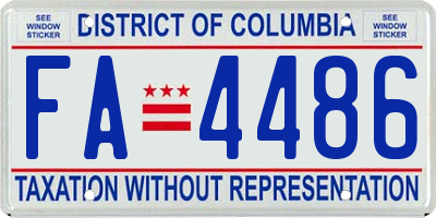 DC license plate FA4486