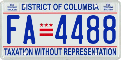 DC license plate FA4488