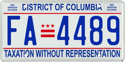 DC license plate FA4489