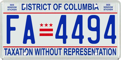 DC license plate FA4494