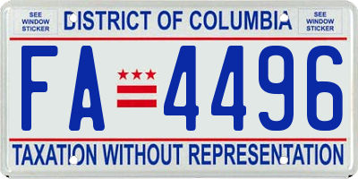 DC license plate FA4496