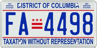 DC license plate FA4498