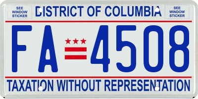 DC license plate FA4508