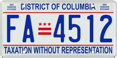 DC license plate FA4512