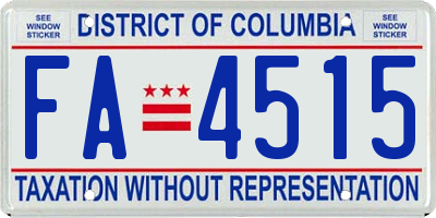 DC license plate FA4515