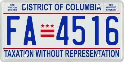 DC license plate FA4516