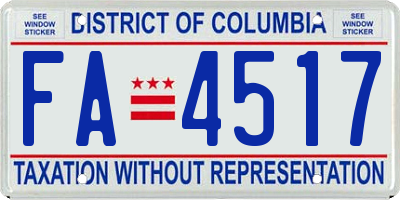 DC license plate FA4517