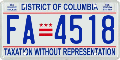 DC license plate FA4518