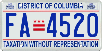 DC license plate FA4520