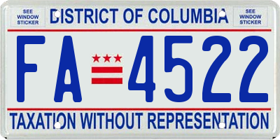 DC license plate FA4522