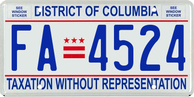 DC license plate FA4524