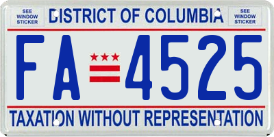 DC license plate FA4525