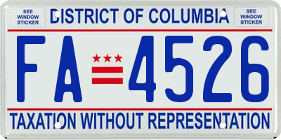 DC license plate FA4526