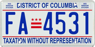 DC license plate FA4531