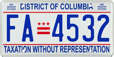 DC license plate FA4532