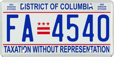 DC license plate FA4540