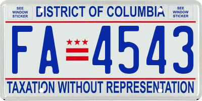 DC license plate FA4543