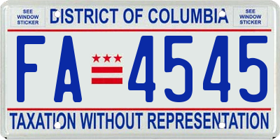 DC license plate FA4545