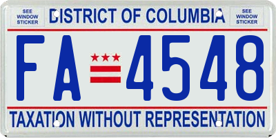 DC license plate FA4548